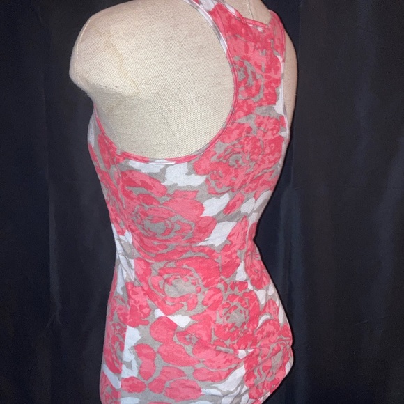 INC International Concepts Coral Racerback Tank Top Abstract Flowered Jeweled - Picture 3 of 9